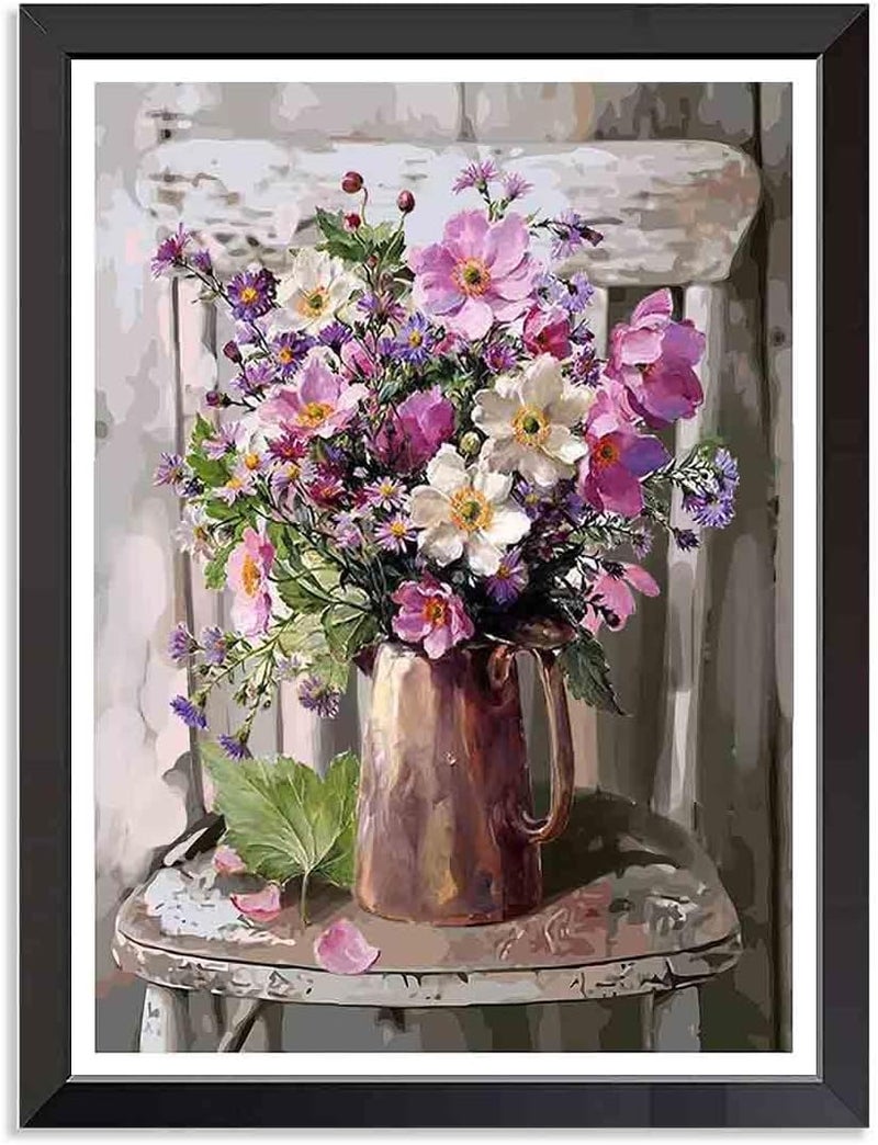 Tiwabb Stamped Cross Stitch Kits - Flower Chair Embroidery Kits for Beginners Adults,11 CT Patterns Dimensions Counted Cross Stitch Kits Arts Craft Kits Frameless12x16inch - Image 1